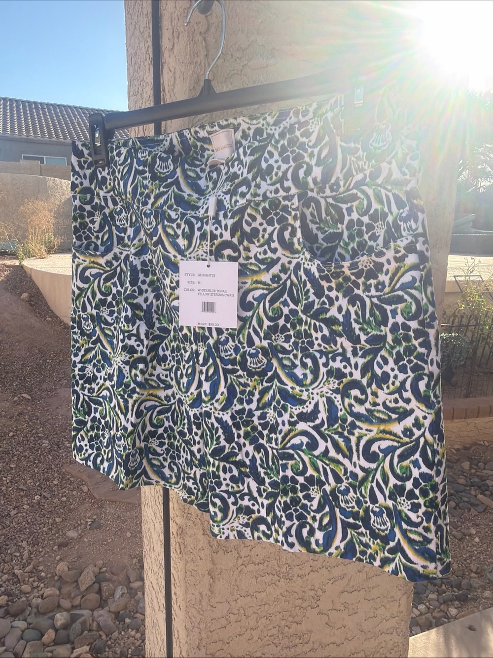 Zac & Rachel White Shorts with Blue & Green Floral Print